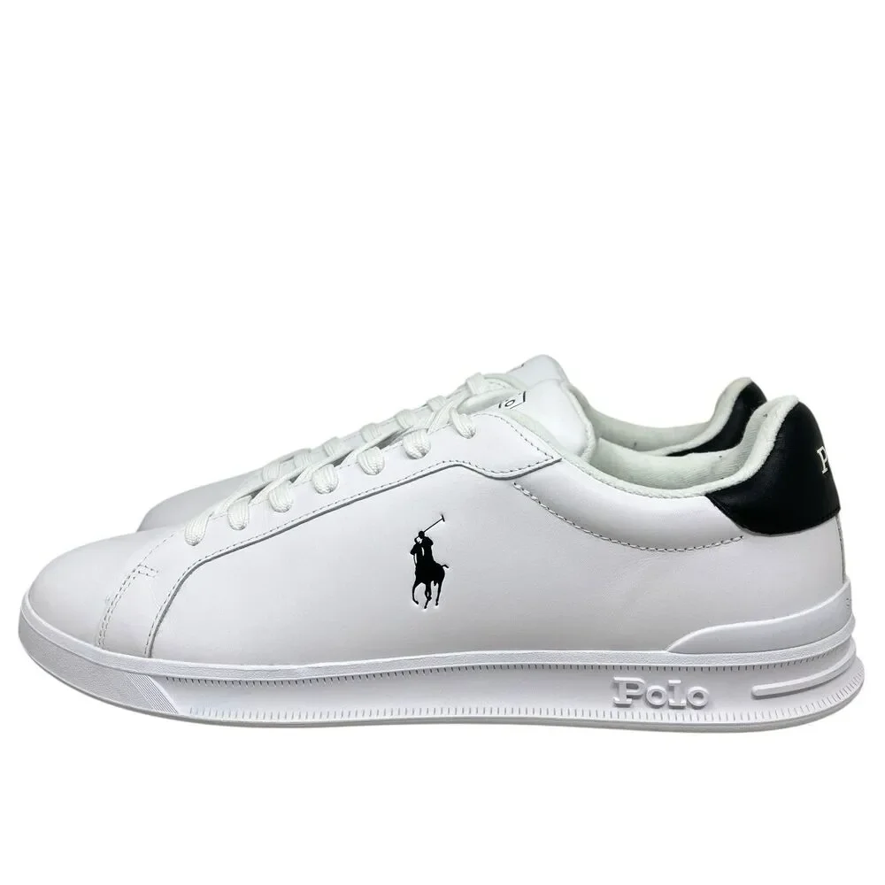 Ralph Lauren‎ Sneakers Mens 13 D White Nappa Leather Heritage Court Black Pony
